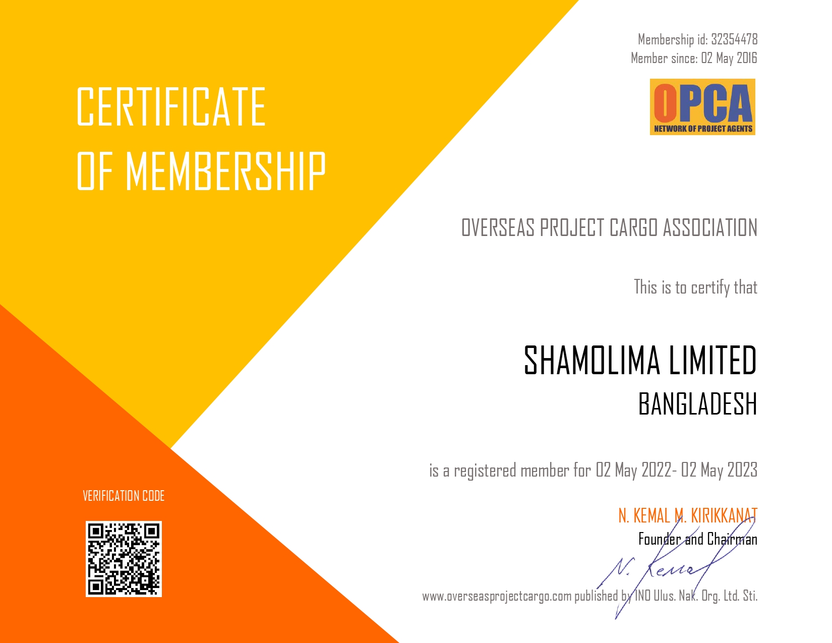 OPCA_Certificate of Membership_SHAMOLIMA LIMITED_page-0001